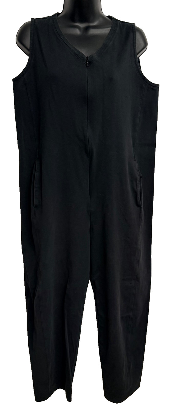 Eileen Fisher V-Neck Sleeveless Jumpsuit Women's Small Black Stretch Zip Pockets